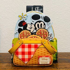 Loungefly Disney Mickey & Friends Picnic Basket w/coin bag Mini Backpack NWT